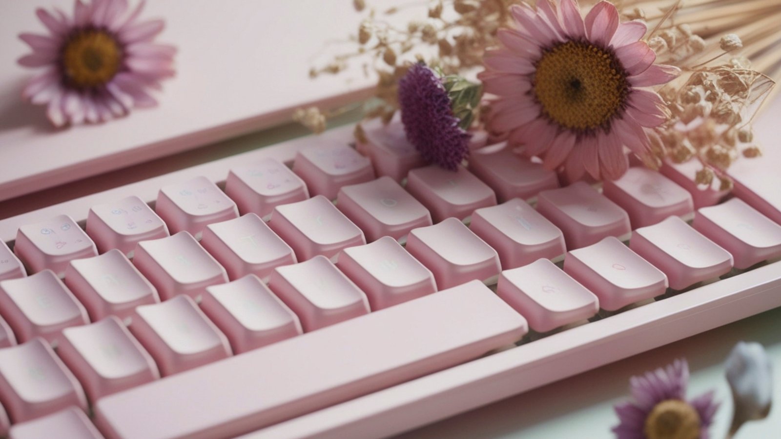 Pink keyboard with flowers — online therapy Colorado